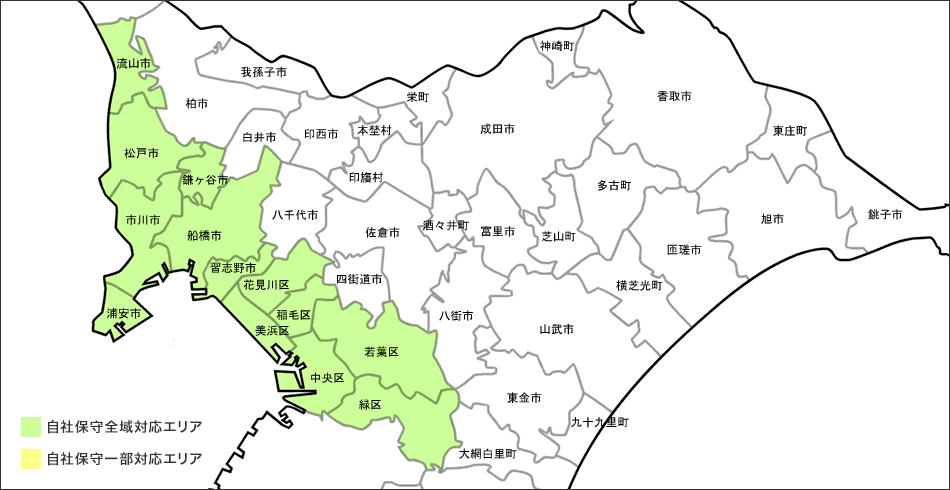 千葉県のコピー機・複合機保守サービスエリア：地図