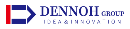 DENNOH GROUPのロゴマークとスローガン『IDEAS INNOVATION』