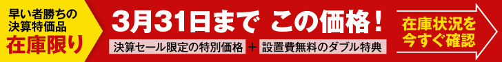 決算セール限定の特別価格　3月31日までこの価格